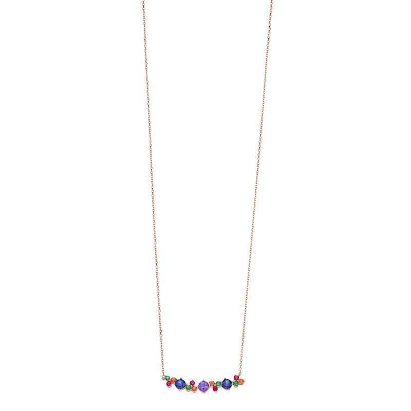 10k Rose Gold Lab-Created Multi-Gemstone Bar Necklace, Womens Pink Tone Product Image