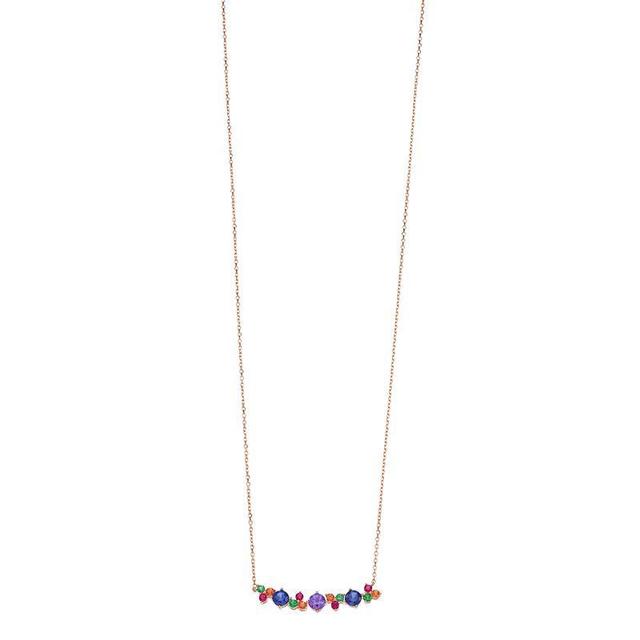 10k Rose Gold Lab-Created Multi-Gemstone Bar Necklace, Womens Pink Tone Product Image