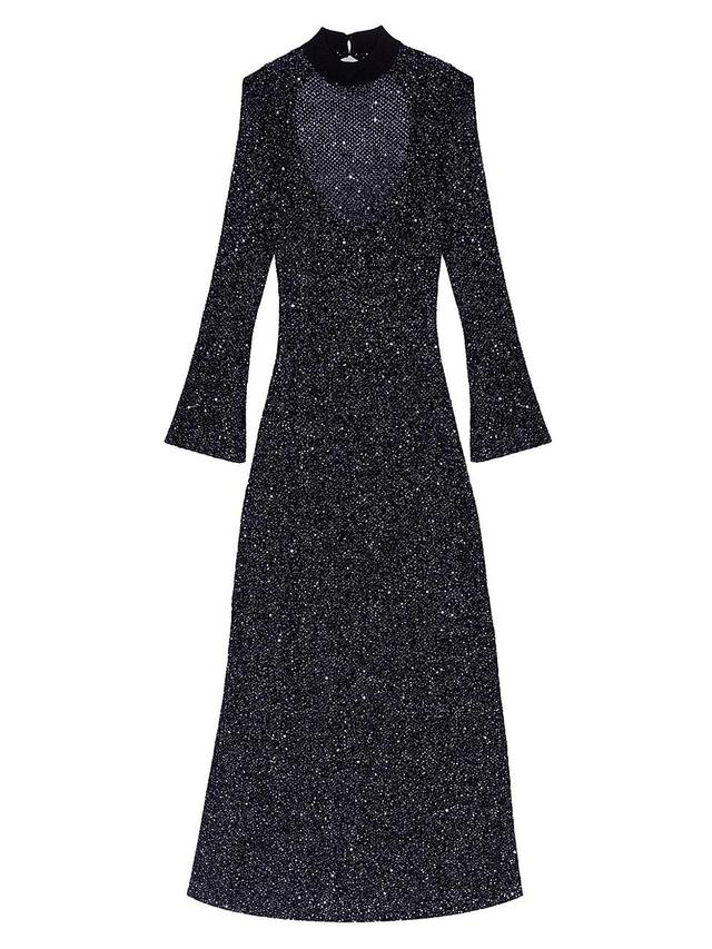 maje Raville Sequin Long Sleeve Knit Maxi Dress Product Image