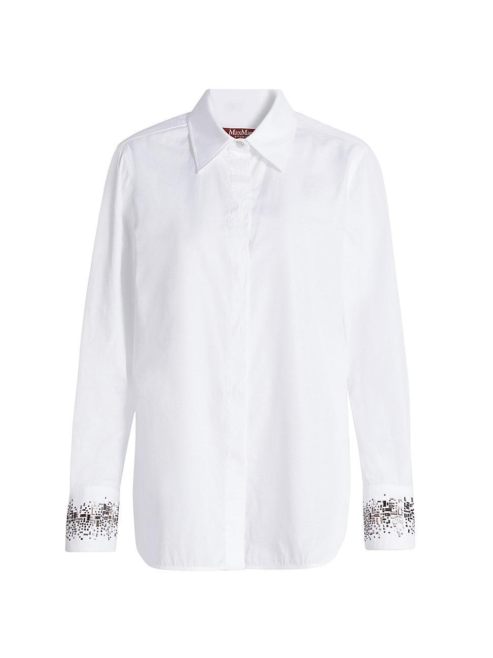 Womens Queva Embellished Cotton Long-Sleeve Shirt Product Image