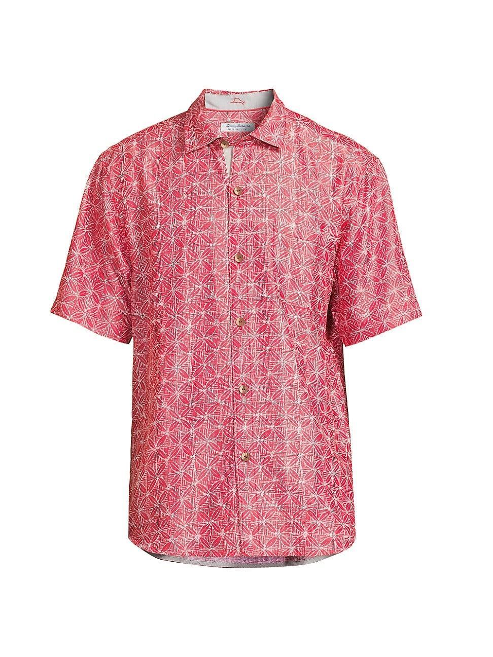 Tommy Bahama Mens Floral Tile Print Short Sleeve Button-Down Shirt Product Image