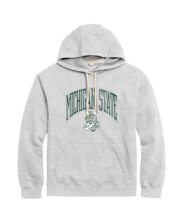 Mens League Collegiate Wear Heather Gray Distressed Michigan State Spartans Tall Arch Essential Pullover Hoodie Product Image