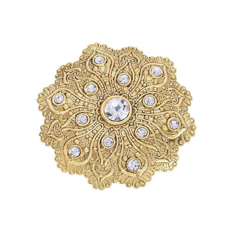 2028 Crystal Gold-Tone Flower Brooch Product Image