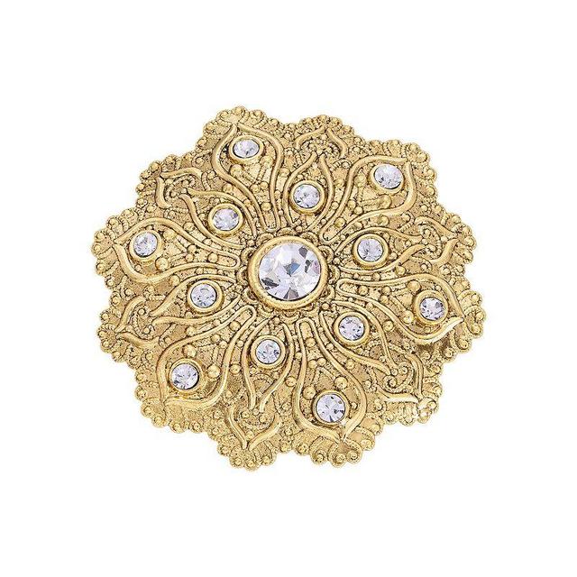 1928 Gold Tone Flower Crystal Pin, Womens, Yellow Product Image