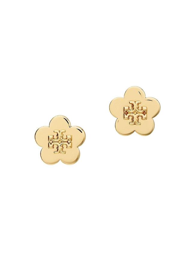 Womens Kira 18K-Gold-Plated Flower Stud Earrings Product Image