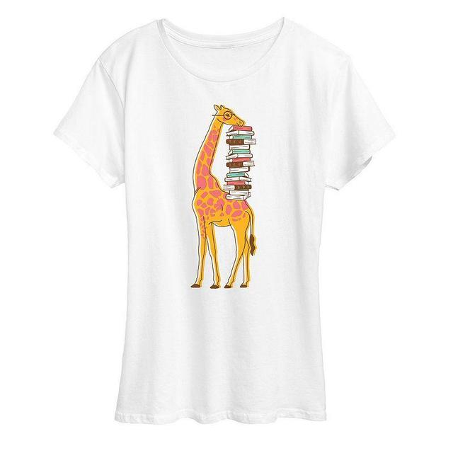 Womens Giraffe Carrying Books Graphic Tee, Girls Product Image