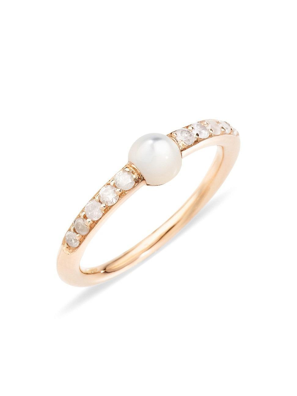 Womens Mama non Mama 18K Rose Gold Mother-Of-Pearl & Diamond Ring Product Image