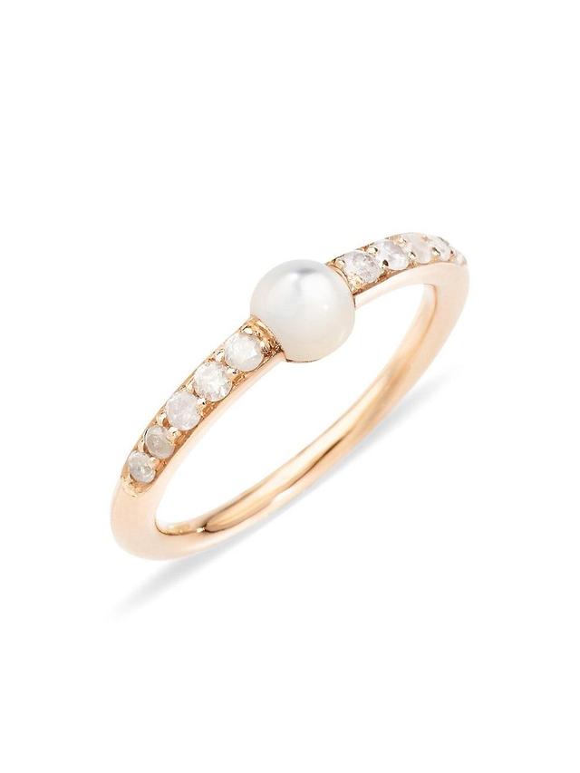 Womens Mama non Mama 18K Rose Gold Mother-Of-Pearl & Diamond Ring Product Image