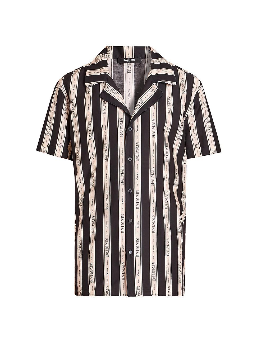 Mens Logo-Striped Cotton Short-Sleeve Shirt Product Image