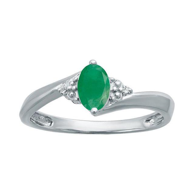 Gemminded Sterling Silver Gemstone Diamond Accent Ring, Womens Green Product Image