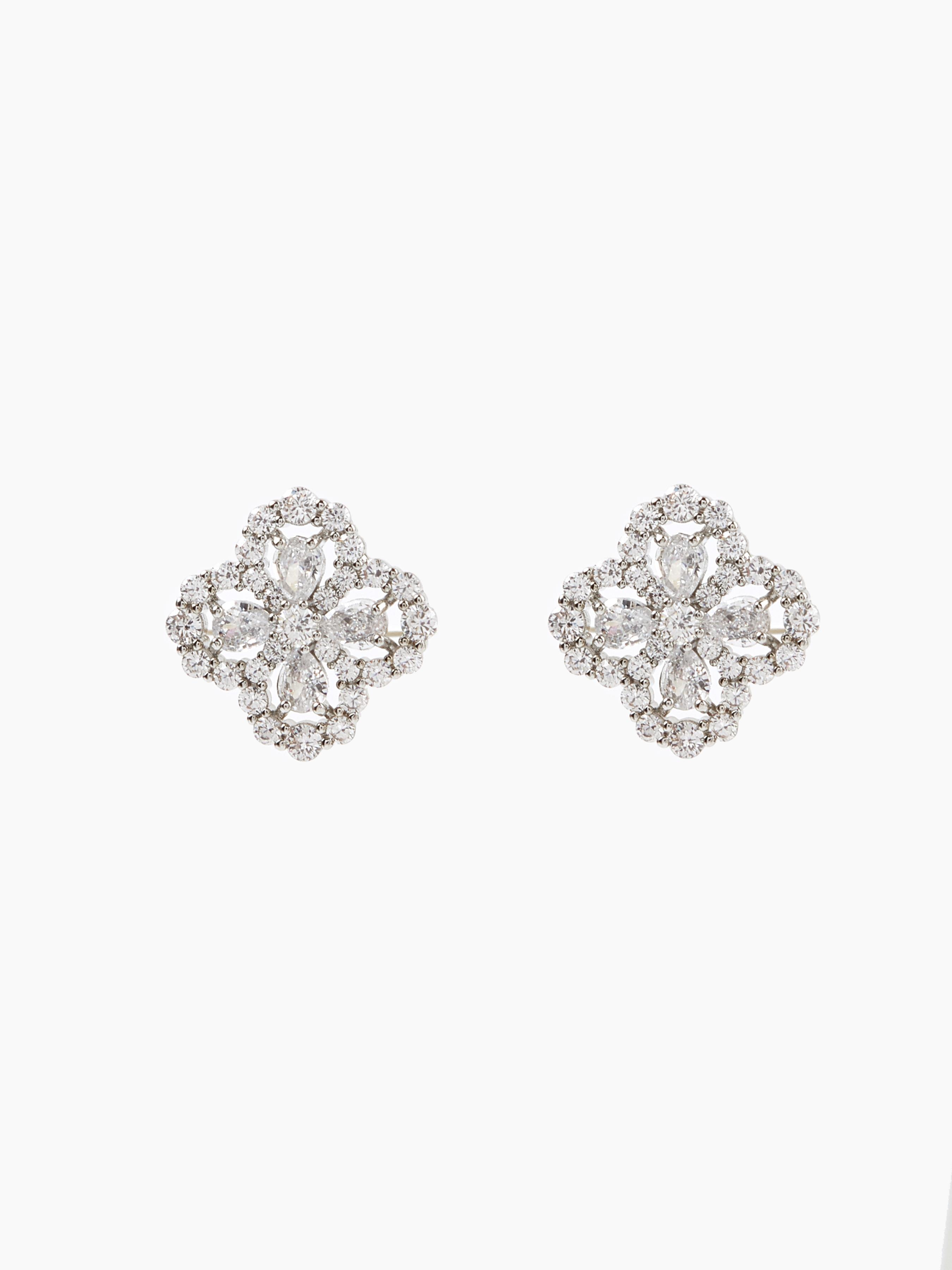 Lucky Clover Rhinestone Stud Earrings Product Image