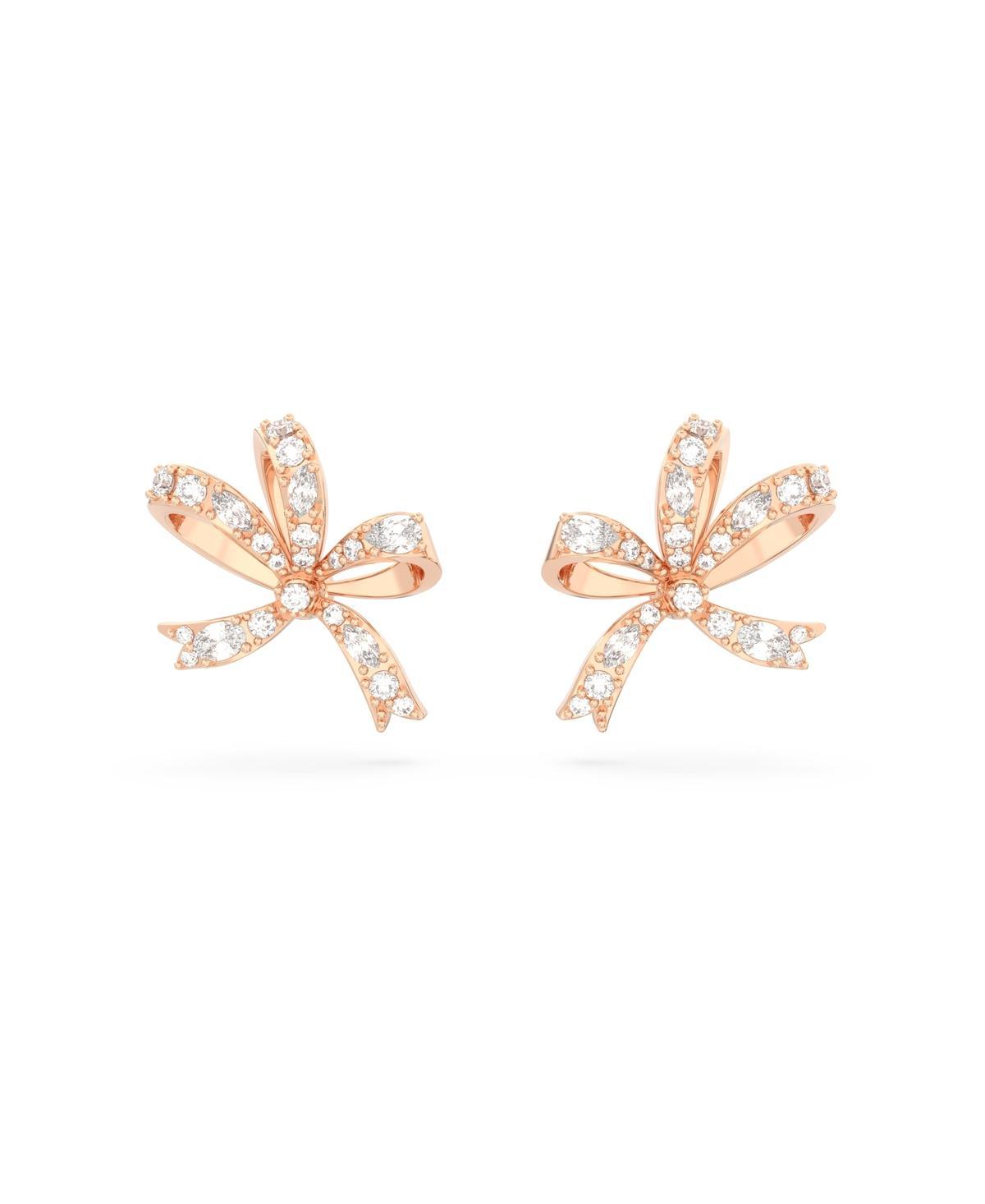 Womens Volta Rhodium-Plated & Crystal Bow Stud Earrings Product Image