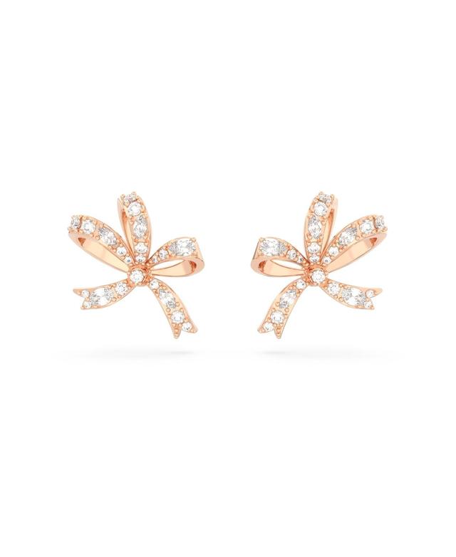 Womens Volta Rhodium-Plated & Crystal Bow Stud Earrings Product Image