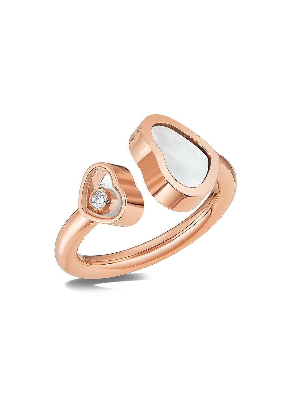 Happy Hearts 18K Rose Gold, Diamond & Mother-Of-Pearl Ring Product Image