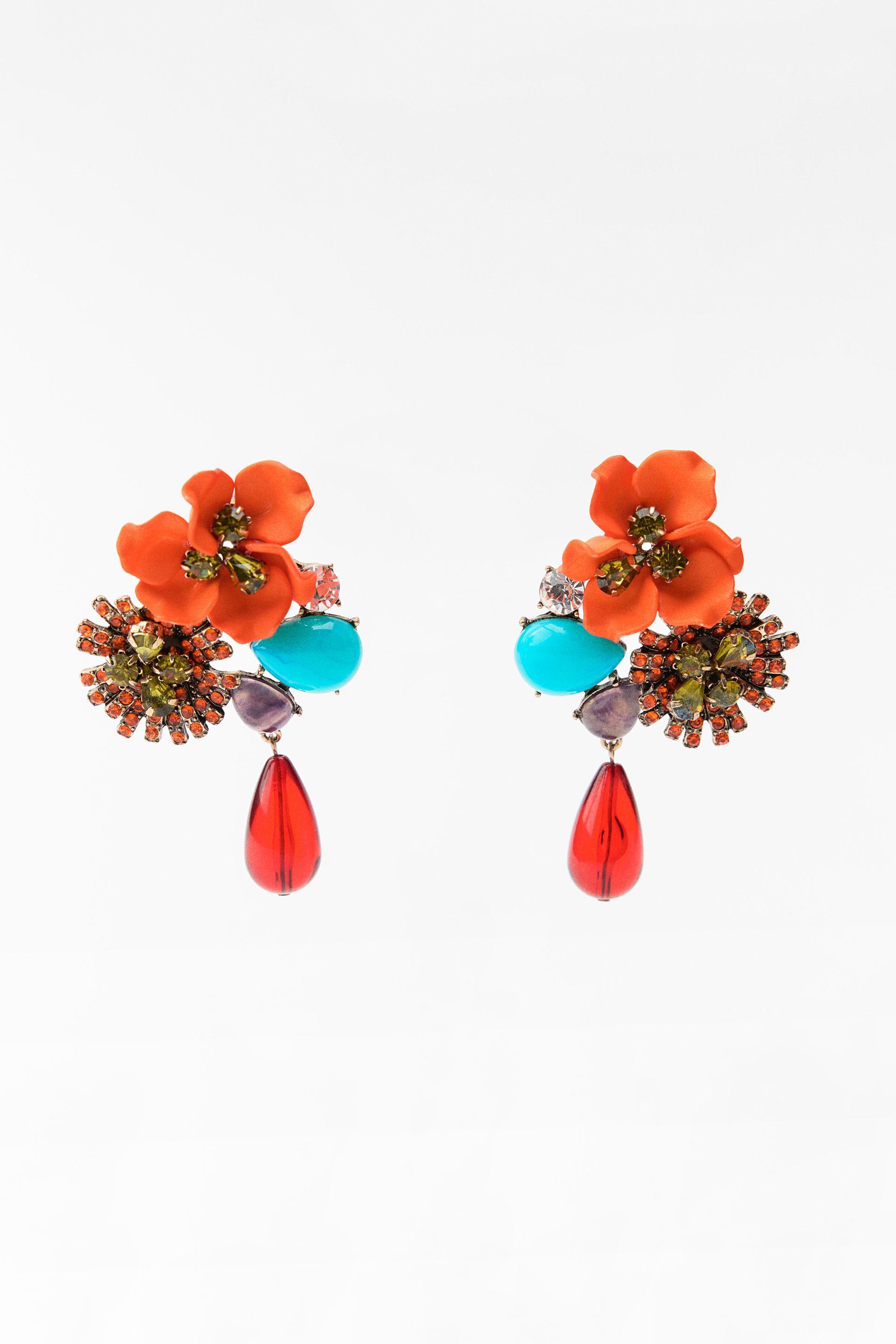 JEWEL BEADS FLOWER EARRINGS Product Image