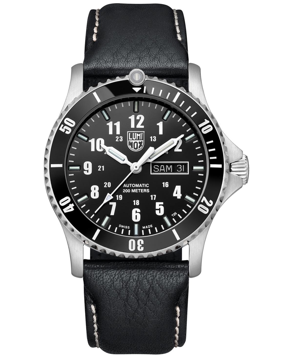 Luminox Mens Swiss Automatic Sport Timer Black Leather Strap Watch 42mm Product Image