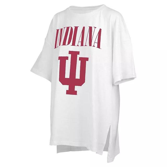 Womens Pressbox White Distressed Indiana Hoosiers Lickety-Split Oversized T-shirt Product Image