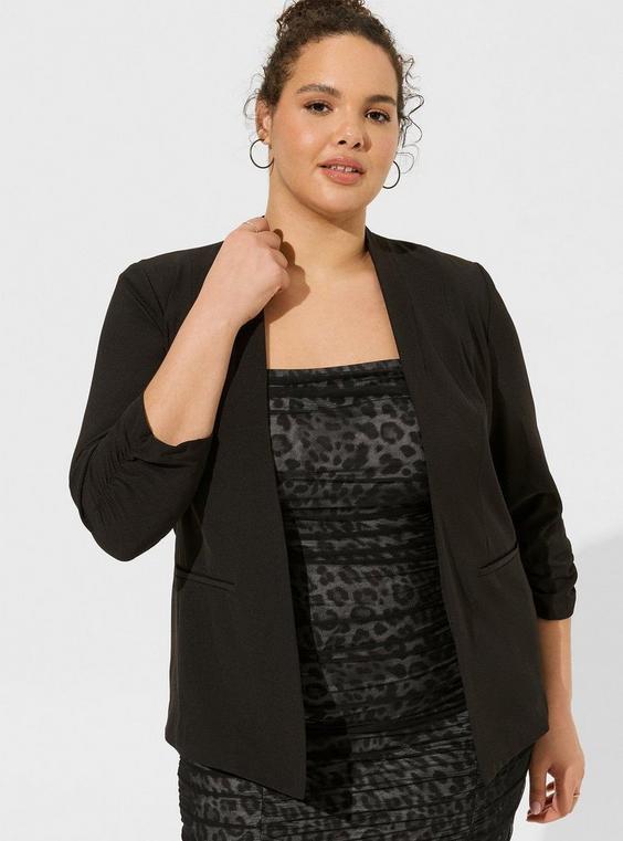 Crepe Collarless Blazer Product Image