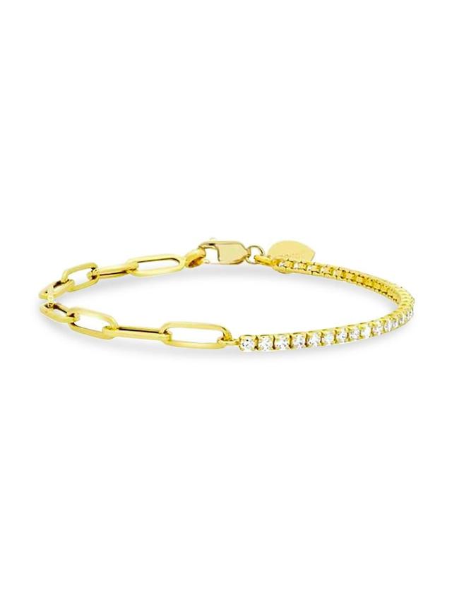 Womens 14K Yellow Gold & Diamond Mixed-Link Chain Bracelet Product Image