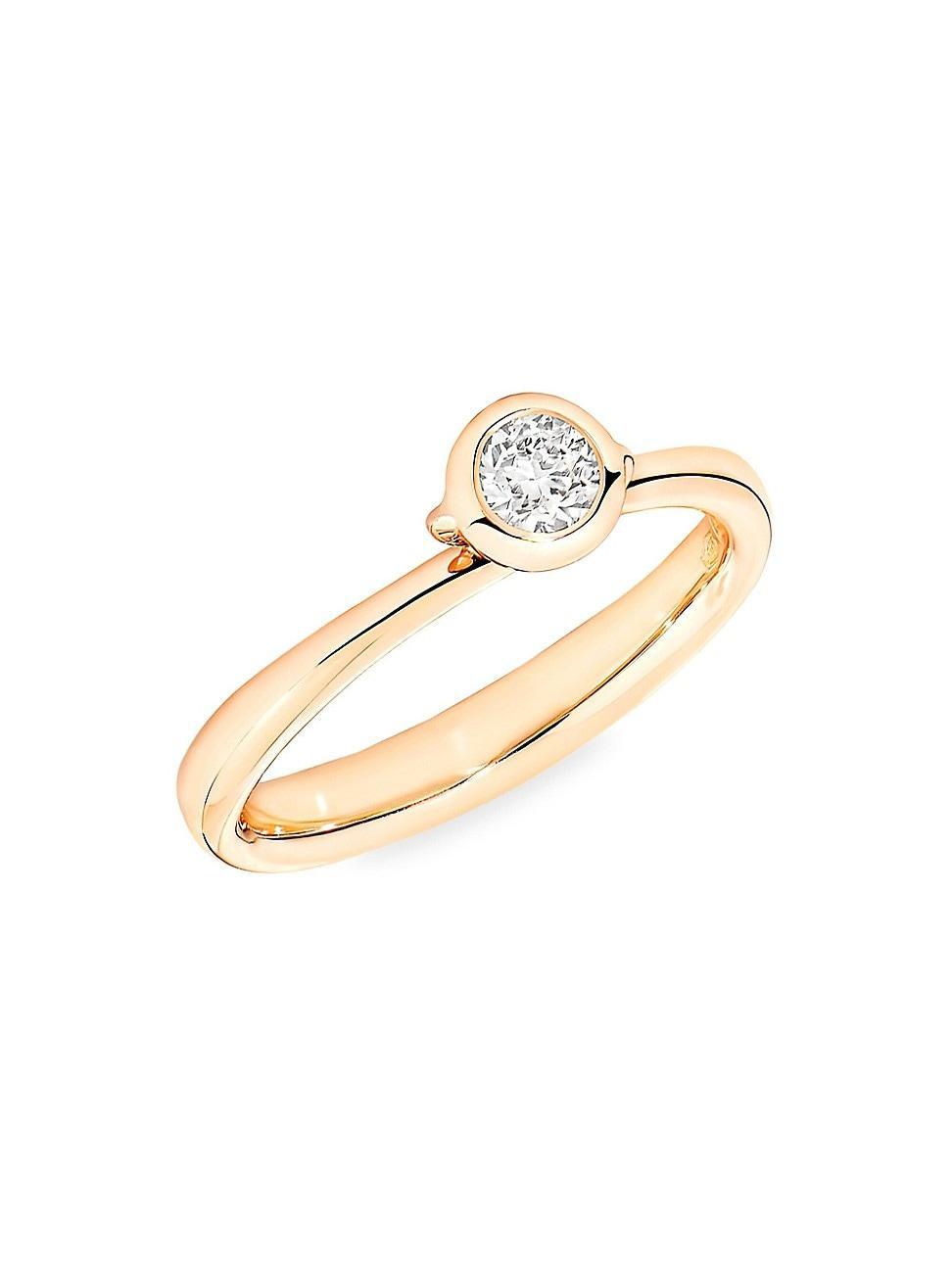 Womens Classic Bouton 18K Rose Gold & Diamond Pav Ring Product Image