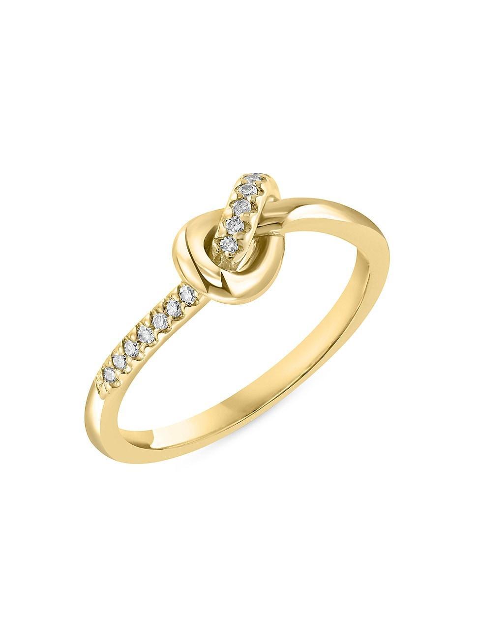 Womens 14K Yellow Gold & Diamond Knot Ring Product Image