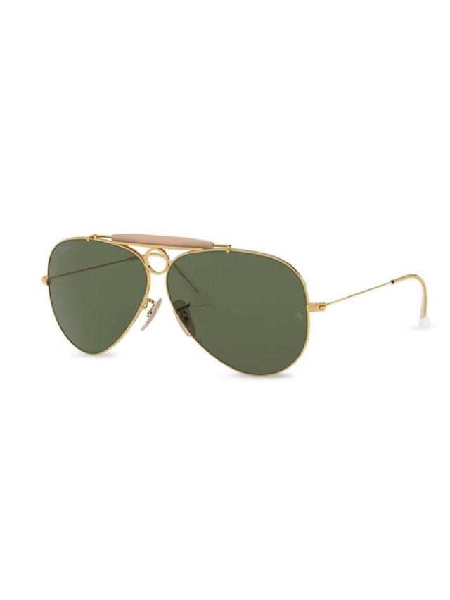 RAY BAN Shooter Green Classic G-15 Aviator Unisex Sunglasses Rb3138 001 58 In Gold Product Image