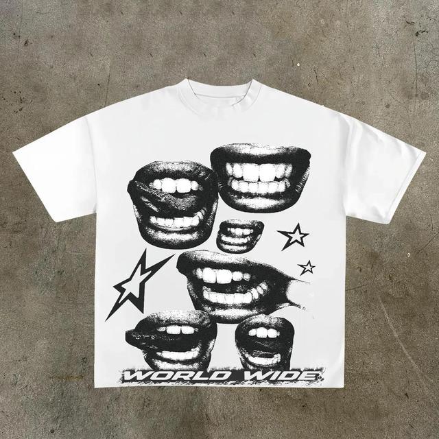 Mouth World Wide Print Short Sleeve T-Shirt Product Image