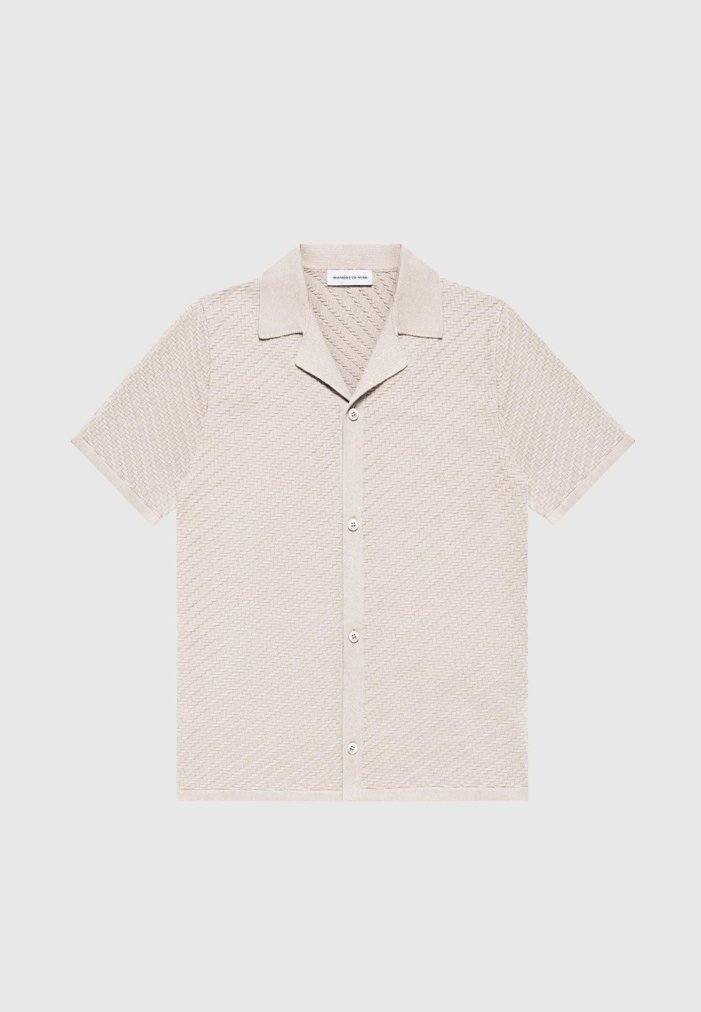 Herringbone Knit Revere Shirt - Taupe Male Product Image