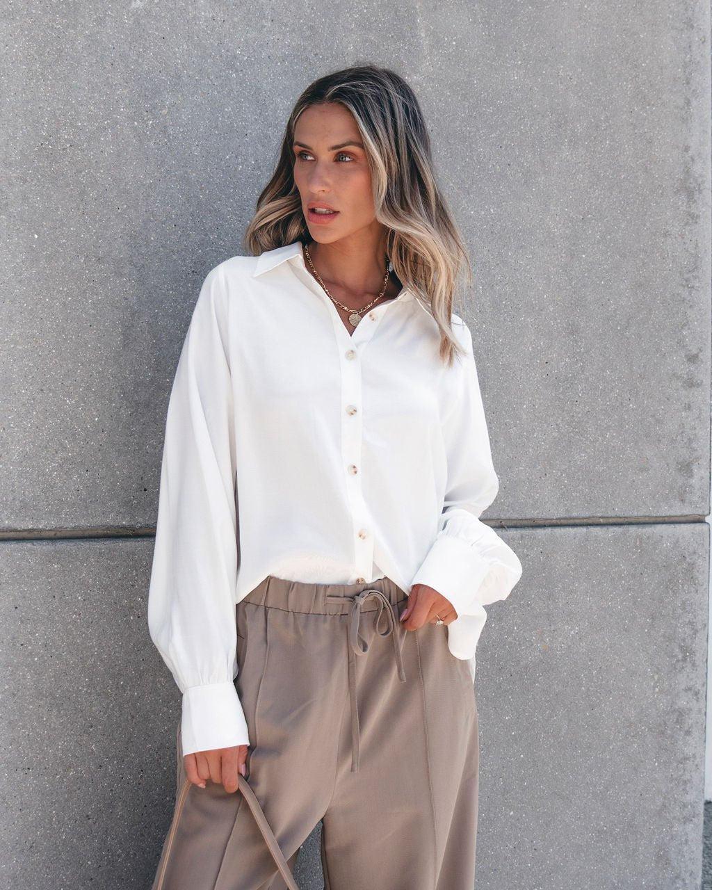 Muse By Magnolia Ivory Button Down Shirt Product Image