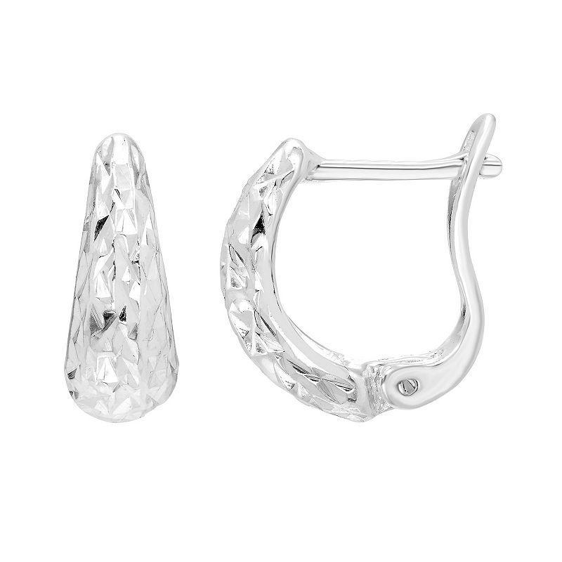 A&M Sterling Silver Textured Huggie Hoop Earrings, Womens Product Image