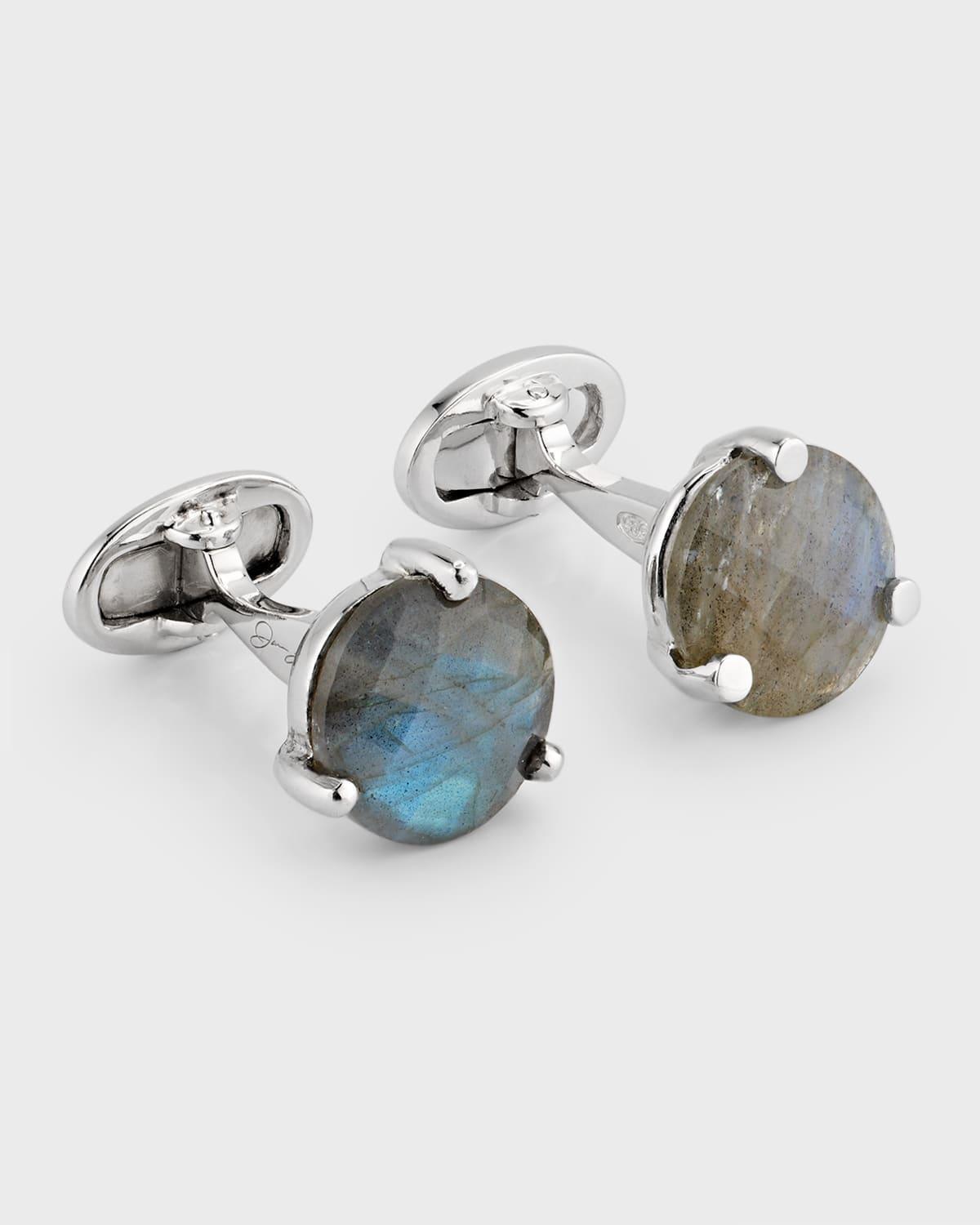 Mens Faceted Round Labradorite Cufflinks Product Image