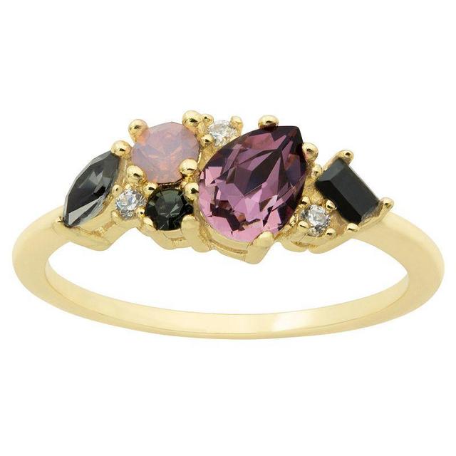 Brilliance Gold Tone Multi-Color Crystal Irregular Cluster Ring, Womens Multicolor Product Image