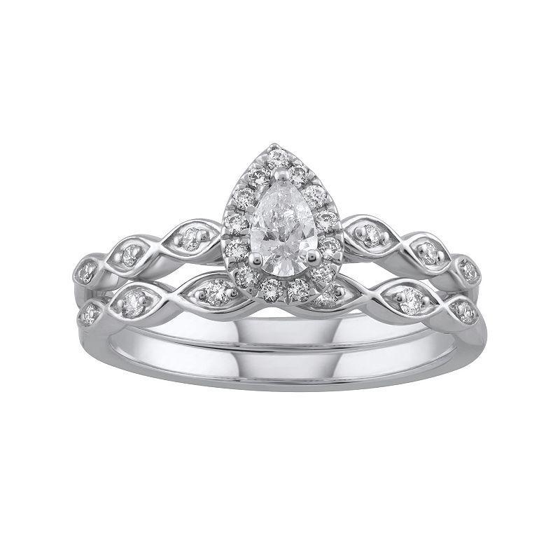 Simply Vera Vera Wang 14k White Gold 1/3 Carat T.W. Diamond Engagement Ring Set, Womens Product Image