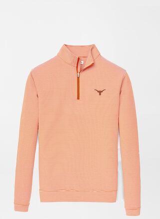 Peter Millar Mens Texas Perth Mini-Stripe Performance Quarter-Zip | Color: Rust / White | Size: 3XL Product Image