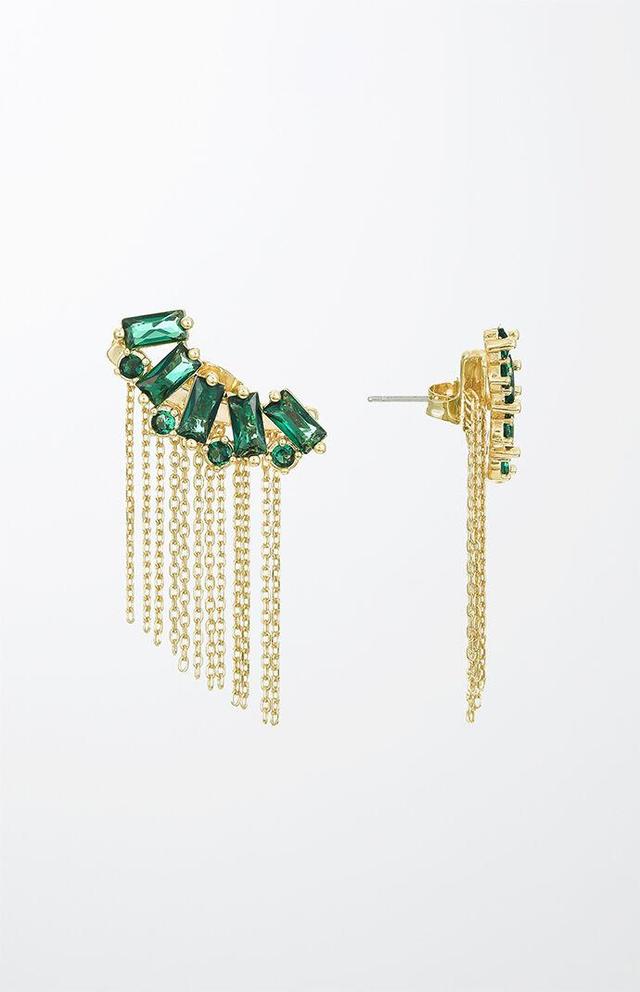 Ettika Womens Baguette Crystal Three-In-One Ear Crawlers - Green Product Image