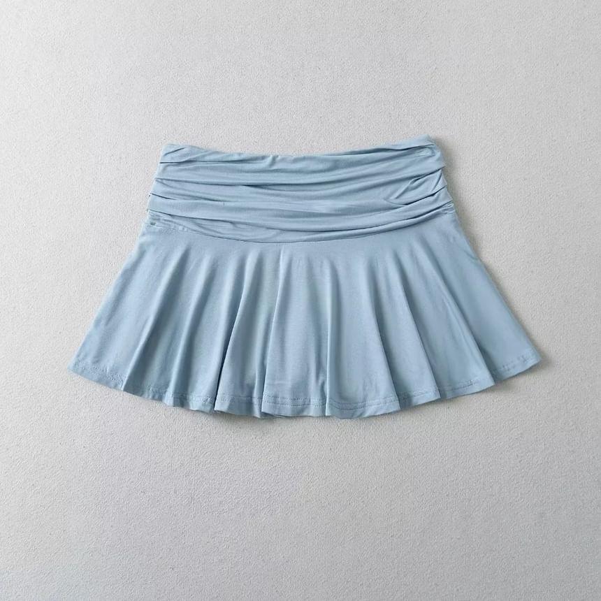 High Waist Plain Mini A-Line Skirt Product Image