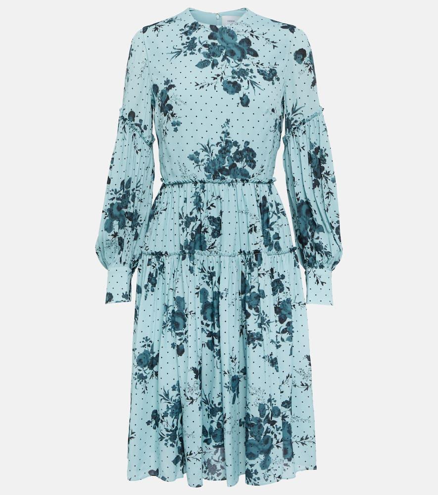 Floral Tiered Crêpe Minidress In Blue Product Image