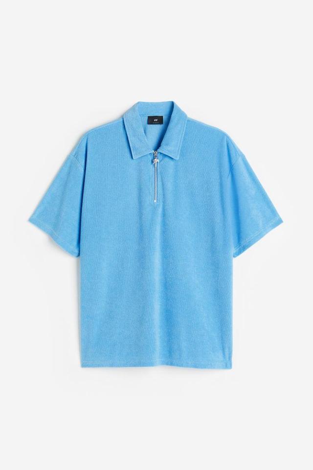 Relaxed Fit Terry Polo Shirt Product Image