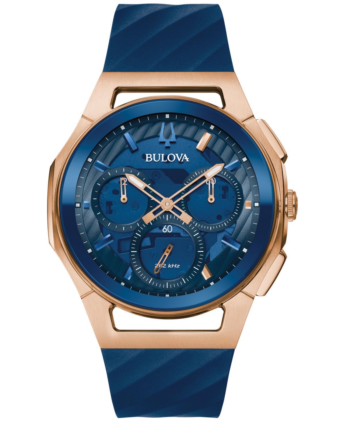 Bulova Mens Curve Chronograph Blue Strap Watch Product Image