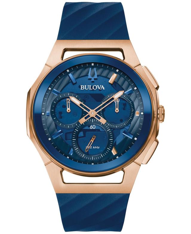 Bulova Mens Chronograph Marc Anthony Curv Blue Epdm Rubber Strap Watch 44mm Product Image