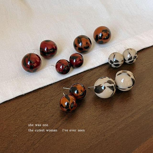 Print Resin Bead Stud Earring (Various Designs) Product Image