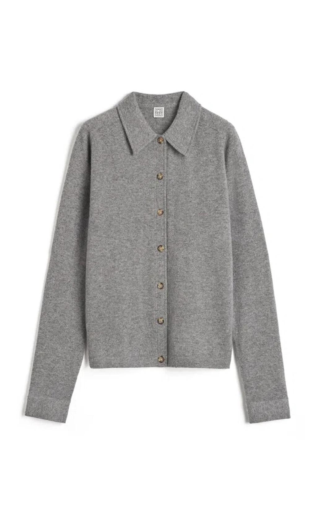 TOTÊME Raglan-sleeve Cashmere Shirt Grey In Grey Melange Product Image