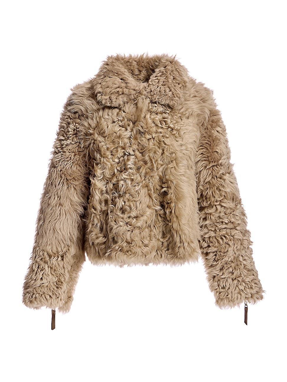 Womens Reversible Curly Shearling Jacket Product Image