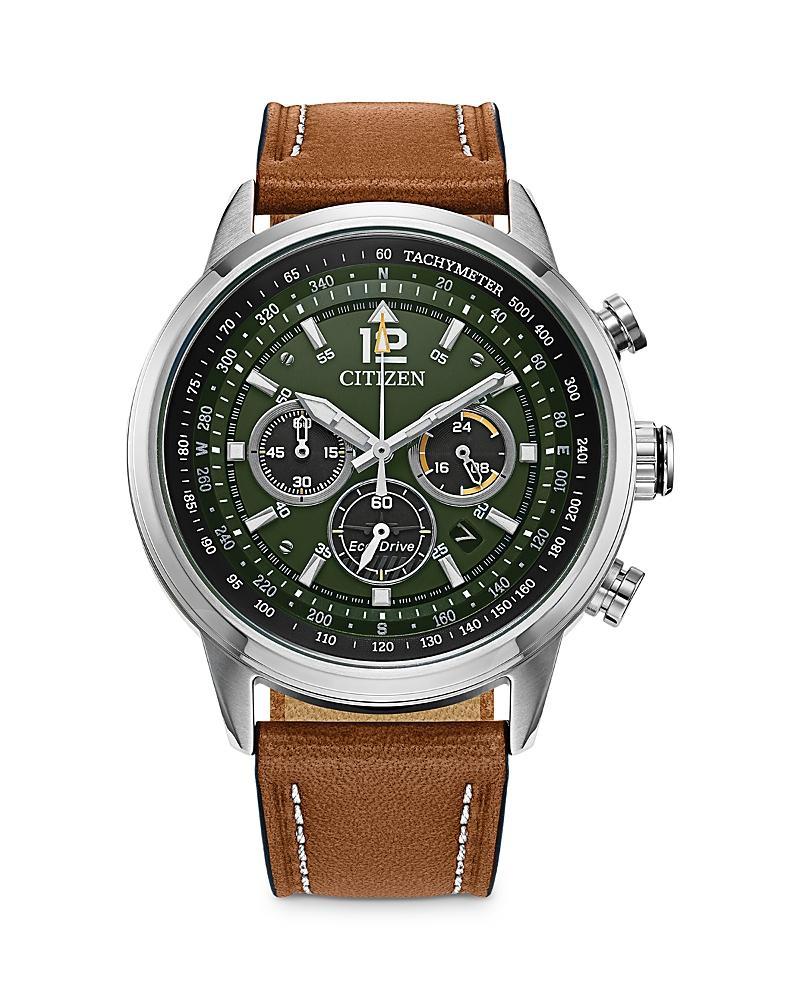 Citizen Mens Avion Chronograph Brown Leather Strap Watch Product Image