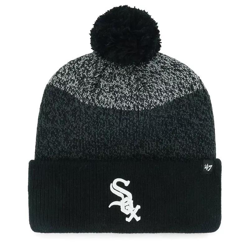 Mens 47 Black Chicago White Sox Darkfreeze Cuffed Knit Hat with Pom Product Image