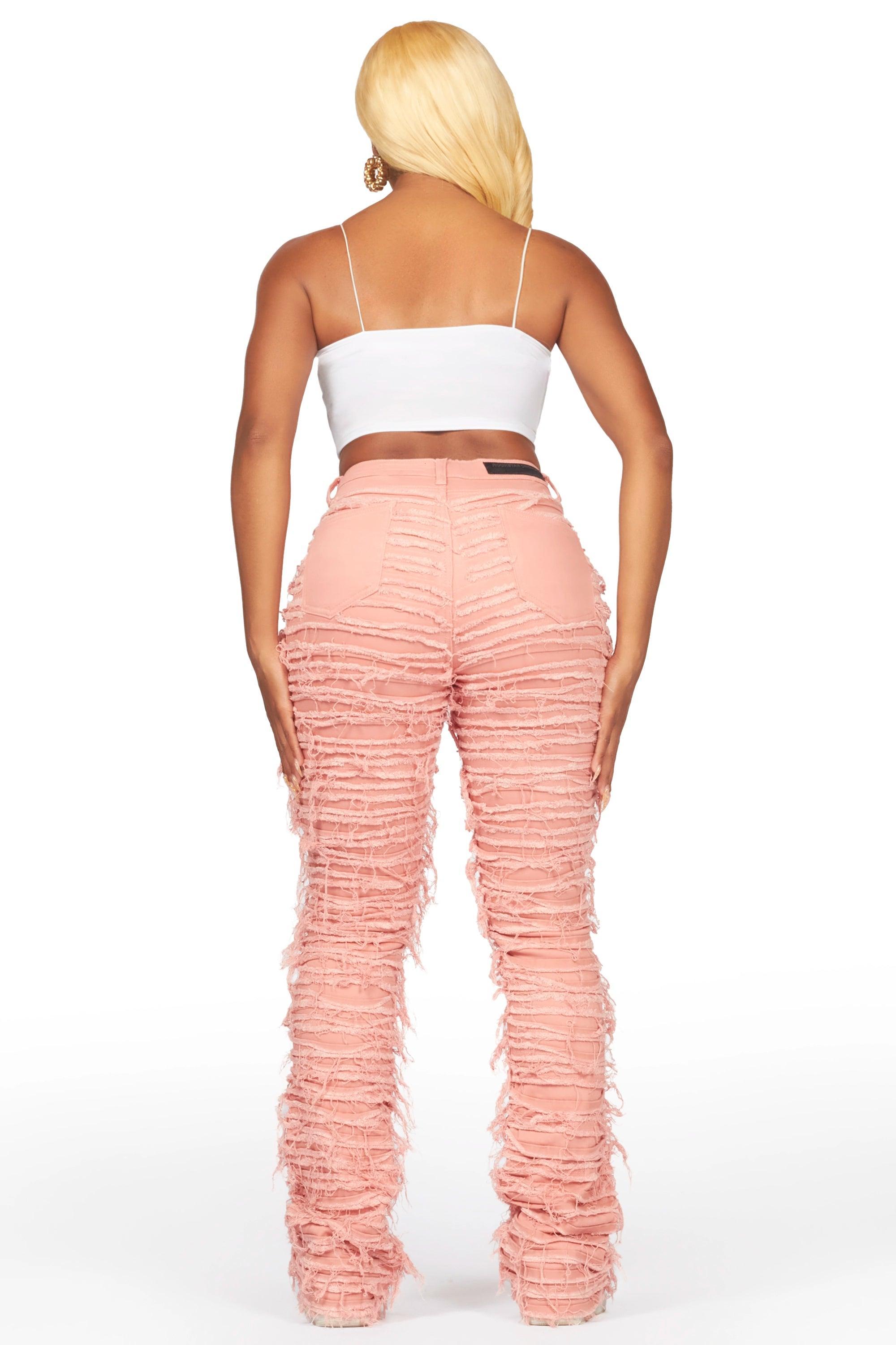 Melany Pink Stacked Flared Jean Female Product Image