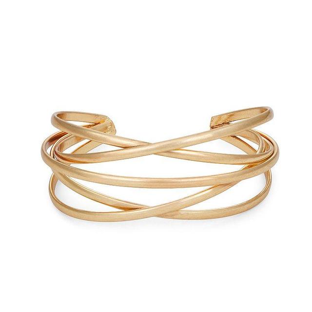 Sonoma Goods For Life Gold Tone Crisscross Multi-Band Cuff Bracelet, Womens Product Image