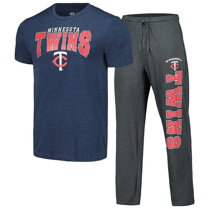 Mens Concepts Sport Charcoal/Navy Minnesota Twins Meter T-Shirt & Pants Sleep Set Product Image