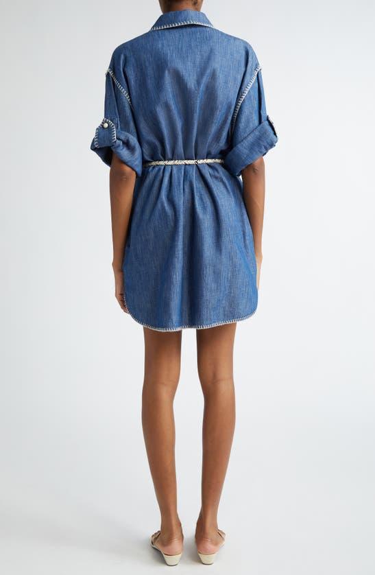 ZIMMERMANN Blanket Stitch Denim Mini Shirtdress Product Image