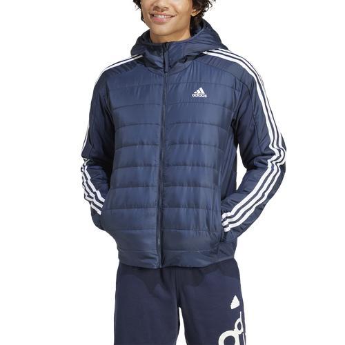 adidas Mens adidas Essentials 3-Strp Insulated Hooded Hybrid Jacket - Mens Ink Product Image